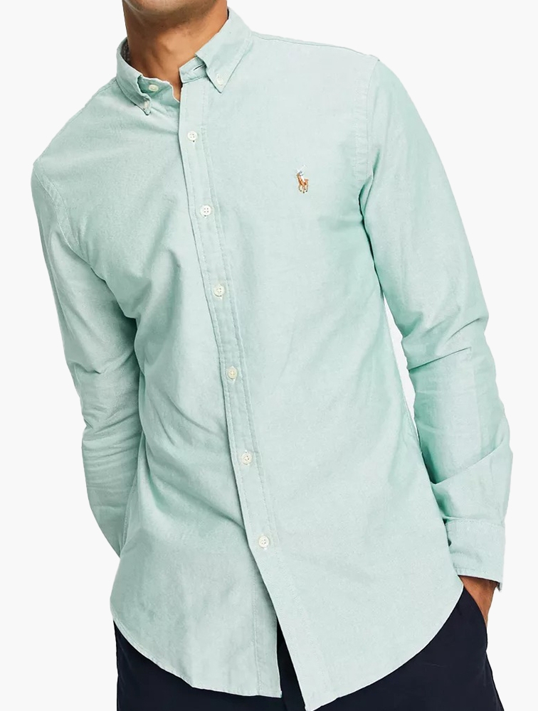 MyRunway Shop Ralph Lauren Green Logo Slim Fit Oxford Shirt for